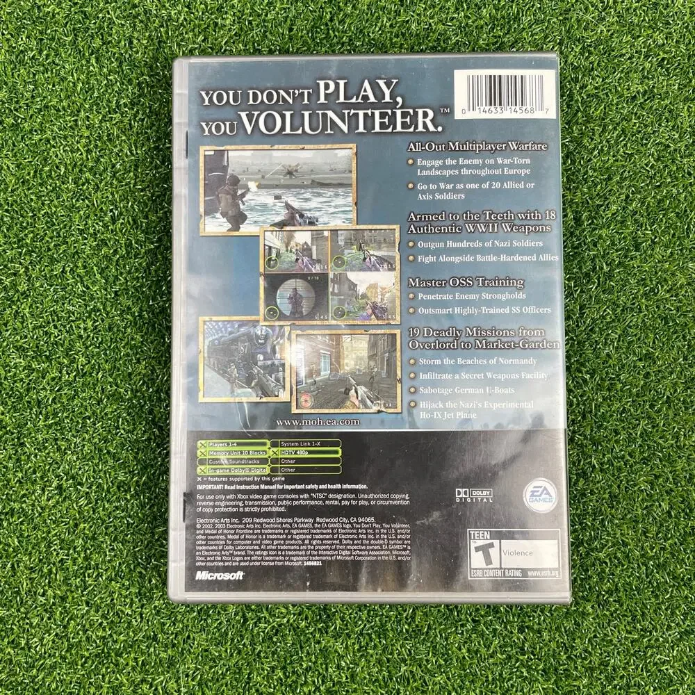 Medal of Honor: Frontline (Microsoft Xbox, 2002) Platinum Hits Complete Tested